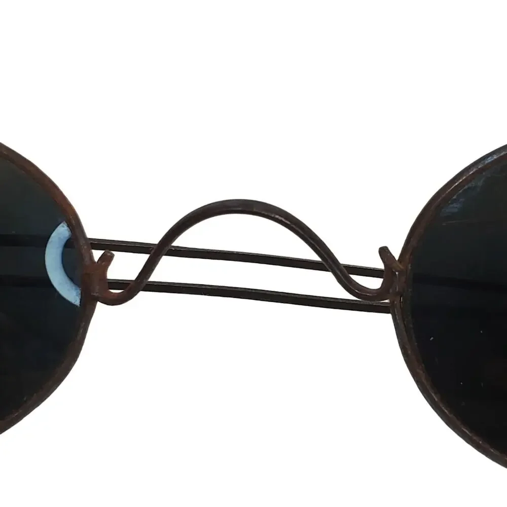 Antique Wire Framed Sunglasses Tinted Noviray Lenses Victorian Deco Lennon